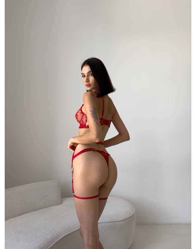 Set Adelina Red – червоний мереживний комплект