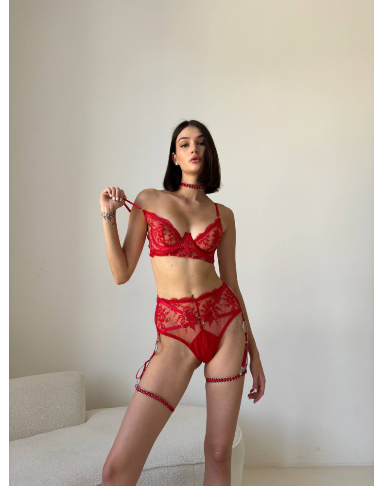 Set Adelina Red – червоний мереживний комплект Set Adelina Red – червоний мереживний комплект